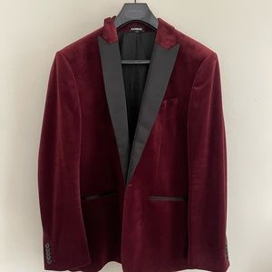Express Red Velvet Slim Tuxedo Jacket